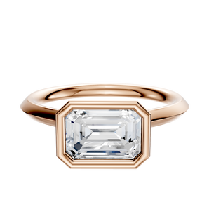 14K Rose Gold Bezel Full Bezel East/West Cathedral Knife Edge 2.0mm Engagement Ring