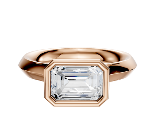 14K Rose Gold Bezel Full Bezel East/West Cathedral Knife Edge 3.0mm Engagement Ring