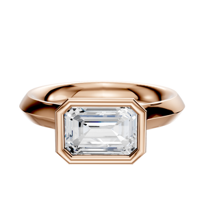 14K Rose Gold Bezel Full Bezel East/West Cathedral Knife Edge 3.0mm Engagement Ring
