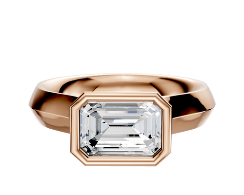 14K Rose Gold Bezel Full Bezel East/West Cathedral Knife Edge 4.0mm Engagement Ring