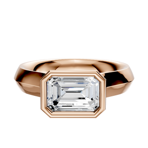 14K Rose Gold Bezel Full Bezel East/West Cathedral Knife Edge 4.0mm Engagement Ring