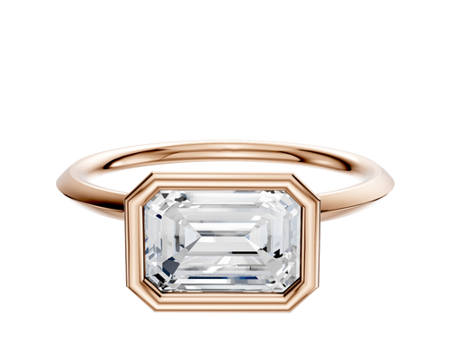 14K Rose Gold Bezel Full Bezel East/West Classic Knife Edge 1.5mm Engagement Ring