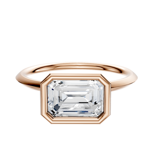14K Rose Gold Bezel Full Bezel East/West Classic Knife Edge 1.5mm Engagement Ring