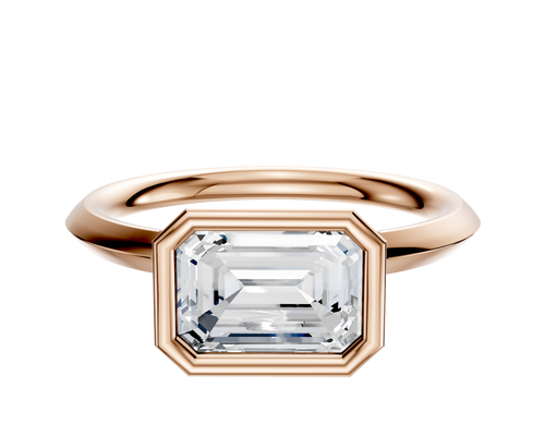 14K Rose Gold Bezel Full Bezel East/West Classic Knife Edge 2.0mm Engagement Ring