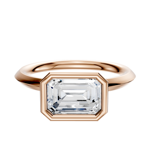 14K Rose Gold Bezel Full Bezel East/West Classic Knife Edge 2.0mm Engagement Ring