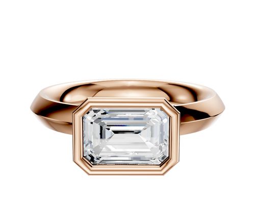 14K Rose Gold Bezel Full Bezel East/West Classic Knife Edge 3.0mm Engagement Ring