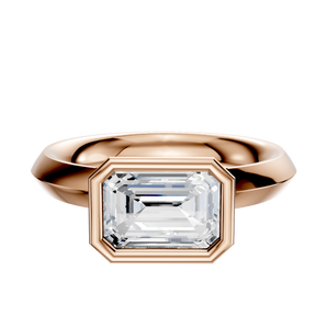 14K Rose Gold Bezel Full Bezel East/West Classic Knife Edge 3.0mm Engagement Ring