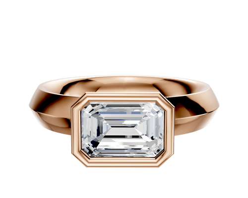 14K Rose Gold Bezel Full Bezel East/West Classic Knife Edge 4.0mm Engagement Ring
