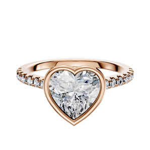 14K Rose Gold Bezel Full Bezel East/West Cathedral Dome 1-Row-Pave 2.5mm Engagement Ring