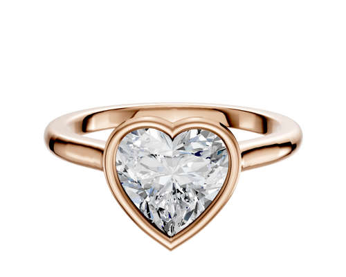 14K Rose Gold Bezel Full Bezel East/West Cathedral Dome 2.0mm Engagement Ring