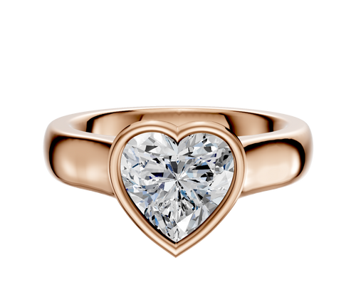 14K Rose Gold Bezel Full Bezel East/West Cathedral Dome 4.0mm Engagement Ring