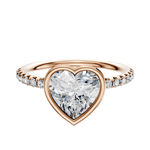 14K Rose Gold Bezel Full Bezel East/West Classic Dome 1-Row-Pave 2.5mm Engagement Ring