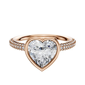 14K Rose Gold Bezel Full Bezel East/West Classic Dome 3-Row-Pave 2.0mm Engagement Ring