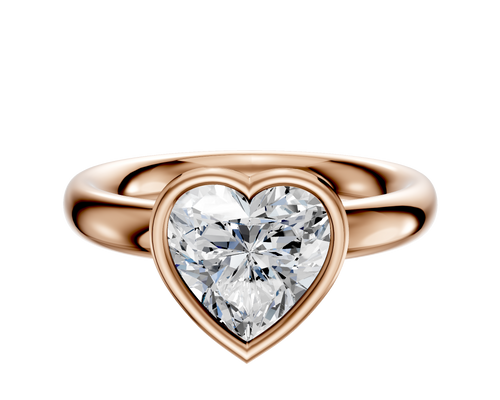 14K Rose Gold Bezel Full Bezel East/West Classic Dome 3.0mm Engagement Ring