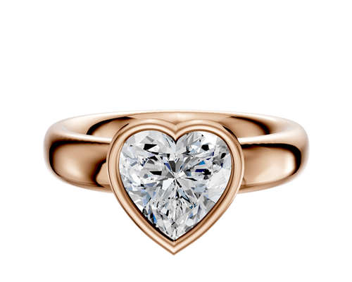 14K Rose Gold Bezel Full Bezel East/West Classic Dome 4.0mm Engagement Ring