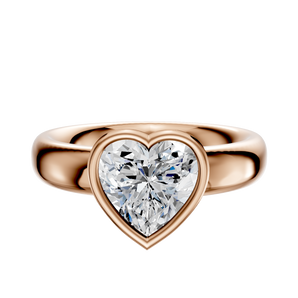 14K Rose Gold Bezel Full Bezel East/West Classic Dome 4.0mm Engagement Ring