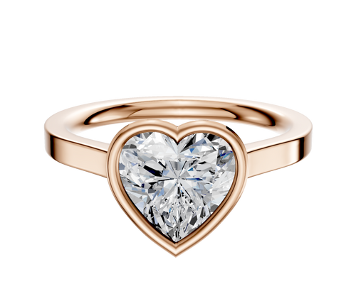 14K Rose Gold Bezel Full Bezel East/West Cathedral Flat 2.0mm Engagement Ring