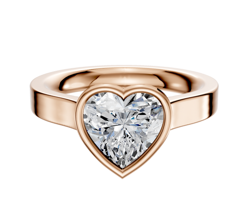 14K Rose Gold Bezel Full Bezel East/West Cathedral Flat 3.0mm Engagement Ring