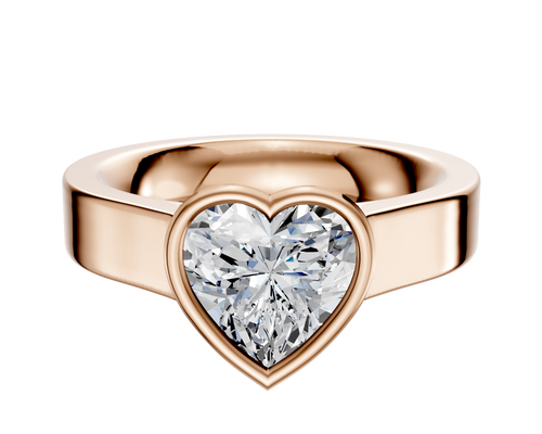 14K Rose Gold Bezel Full Bezel East/West Cathedral Flat 4.0mm Engagement Ring