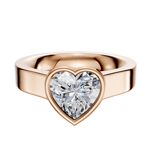 14K Rose Gold Bezel Full Bezel East/West Cathedral Flat 4.0mm Engagement Ring