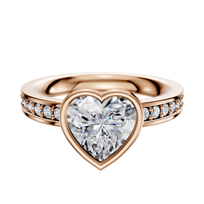 14K Rose Gold Bezel Full Bezel East/West Classic Flat 1-Row-Pave 2.5mm Engagement Ring