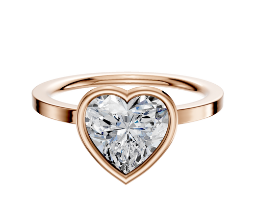 14K Rose Gold Bezel Full Bezel East/West Classic Flat 1.5mm Engagement Ring