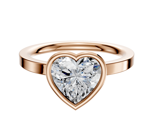 14K Rose Gold Bezel Full Bezel East/West Classic Flat 2.0mm Engagement Ring