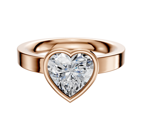 14K Rose Gold Bezel Full Bezel East/West Classic Flat 3.0mm Engagement Ring