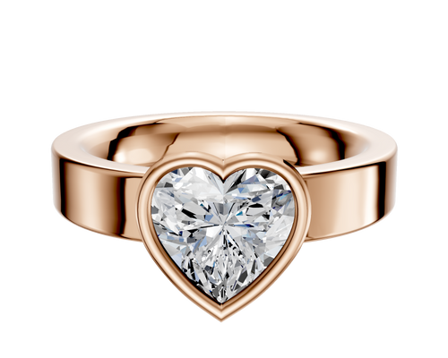 14K Rose Gold Bezel Full Bezel East/West Classic Flat 4.0mm Engagement Ring