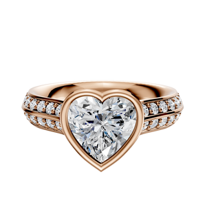 14K Rose Gold Bezel Full Bezel East/West Cathedral Knife Edge 1-Row-Pave 2.5mm Engagement Ring