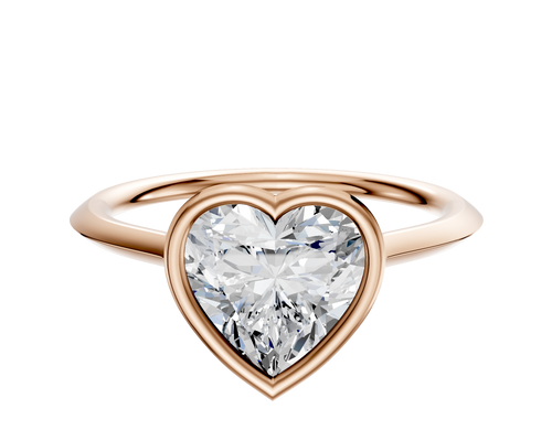 14K Rose Gold Bezel Full Bezel East/West Cathedral Knife Edge 1.5mm Engagement Ring