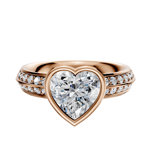 14K Rose Gold Bezel Full Bezel East/West Classic Knife Edge 1-Row-Pave 2.5mm Engagement Ring