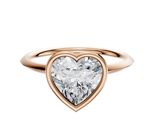 14K Rose Gold Bezel Full Bezel East/West Classic Knife Edge 1.5mm Engagement Ring