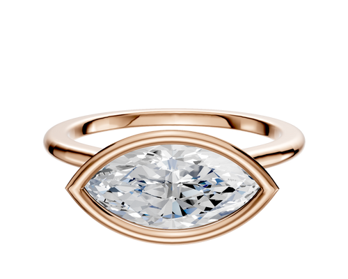 14K Rose Gold Bezel Full Bezel East/West Cathedral Dome 1.5mm Engagement Ring