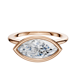 14K Rose Gold Bezel Full Bezel East/West Cathedral Dome 1.5mm Engagement Ring