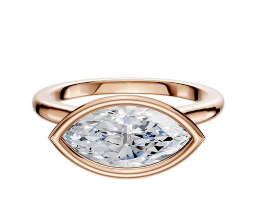 14K Rose Gold Bezel Full Bezel East/West Cathedral Dome 2.0mm Engagement Ring
