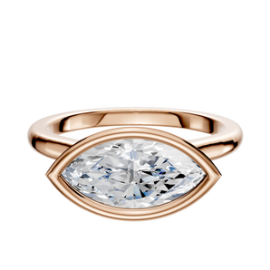 14K Rose Gold Bezel Full Bezel East/West Cathedral Dome 2.0mm Engagement Ring