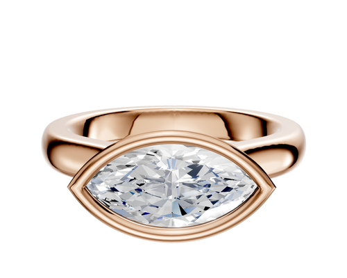 14K Rose Gold Bezel Full Bezel East/West Cathedral Dome 3.0mm Engagement Ring