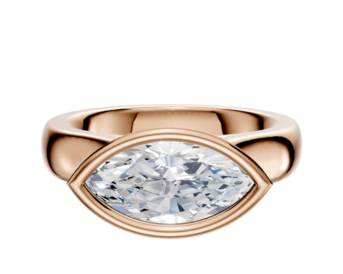 14K Rose Gold Bezel Full Bezel East/West Cathedral Dome 4.0mm Engagement Ring