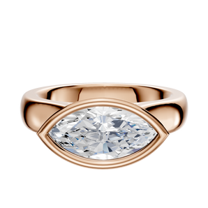 14K Rose Gold Bezel Full Bezel East/West Cathedral Dome 4.0mm Engagement Ring
