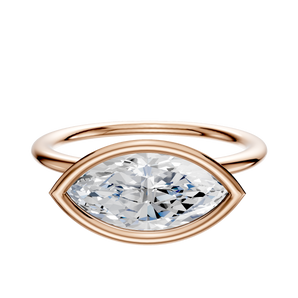 14K Rose Gold Bezel Full Bezel East/West Classic Dome 1.5mm Engagement Ring