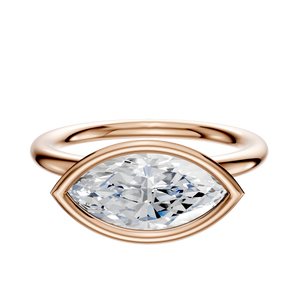 14K Rose Gold Bezel Full Bezel East/West Classic Dome 2.0mm Engagement Ring