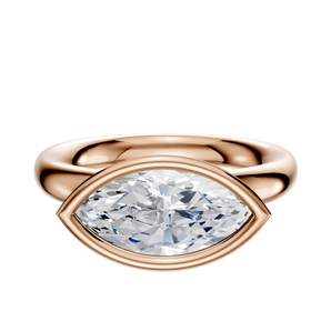 14K Rose Gold Bezel Full Bezel East/West Classic Dome 3.0mm Engagement Ring