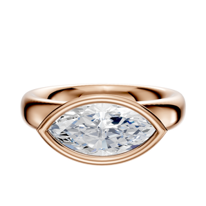 14K Rose Gold Bezel Full Bezel East/West Classic Dome 4.0mm Engagement Ring