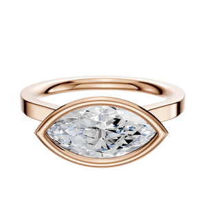 14K Rose Gold Bezel Full Bezel East/West Cathedral Flat 2.0mm Engagement Ring