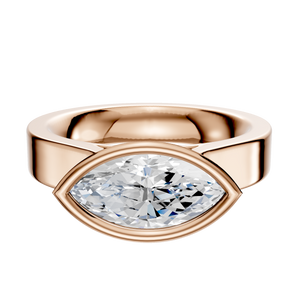 14K Rose Gold Bezel Full Bezel East/West Cathedral Flat 4.0mm Engagement Ring