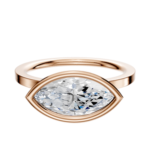 14K Rose Gold Bezel Full Bezel East/West Classic Flat 1.5mm Engagement Ring