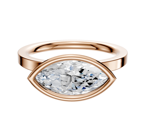 14K Rose Gold Bezel Full Bezel East/West Classic Flat 2.0mm Engagement Ring