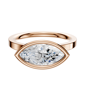 14K Rose Gold Bezel Full Bezel East/West Classic Flat 2.0mm Engagement Ring