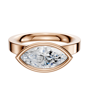 14K Rose Gold Bezel Full Bezel East/West Classic Flat 3.0mm Engagement Ring